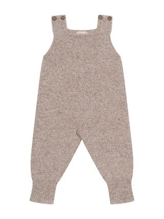 Latzhose aus Merinowolle - Beige meliert