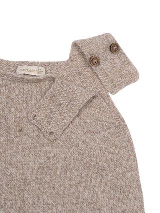 Latzhose aus Merinowolle - Beige meliert
