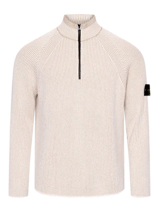 Pullover mit halben Reißverschluss in Beige