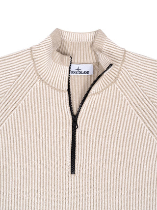 Pullover mit halben Reißverschluss in Beige