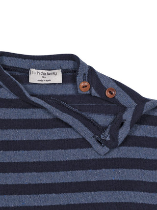 Dirk gestreifter Pullover - Denimblau