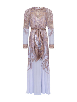 Kleid Hypnotic Sheath in Lilac Paisley