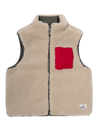 Wendbare Teddy-Weste - Beige/Khaki