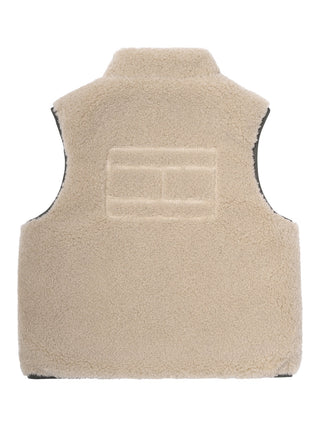 Wendbare Teddy-Weste - Beige/Khaki
