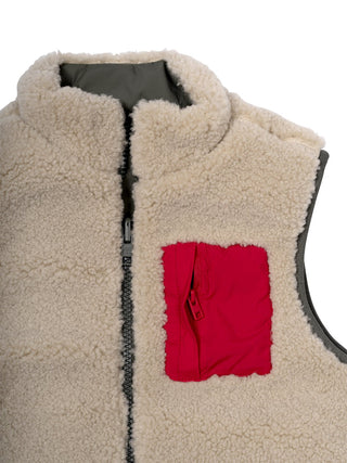 Wendbare Teddy-Weste - Beige/Khaki