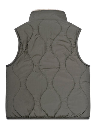 Wendbare Teddy-Weste - Beige/Khaki