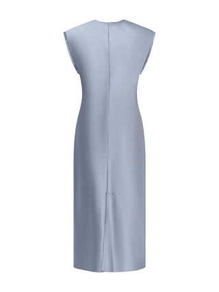 Langes Satin-Kleid in Hellblau