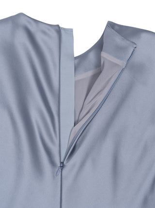 Langes Satin-Kleid in Hellblau
