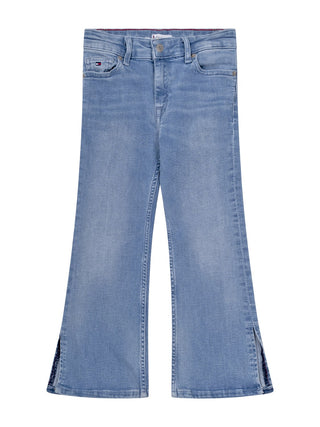Flared Jeans mit Seitenschlitzen - Blau