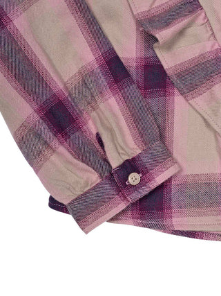 Rüschenbluse mit Karomuster - Rosa