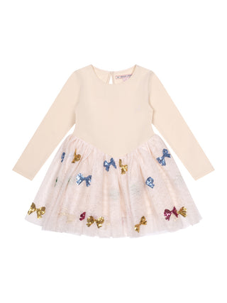 Yvonne Ballerina-Kleid mit Pailletten-Schleifen - Creme