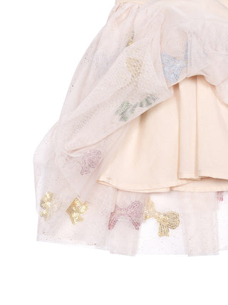 Yvonne Ballerina-Kleid mit Pailletten-Schleifen - Creme