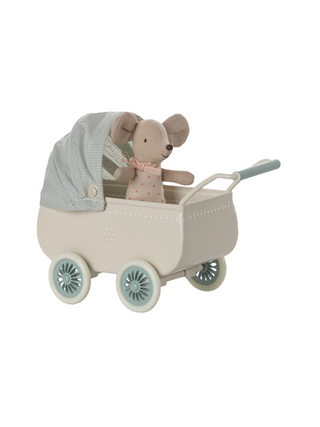 Kinderwagen mit Babymaus - Minze