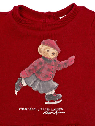 Set aus Sweatkleid und Hose mit Polobär - Holiday Red