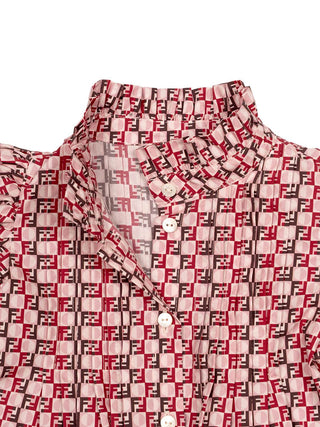 Baumwollbluse mit Biesen und FF-Logo - Rot