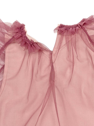 Tüllkleid mit Rüschen-Details - Mauve