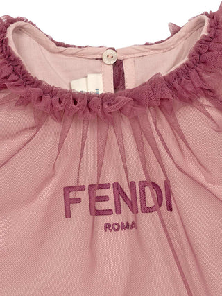Tüllkleid mit Rüschen-Details - Mauve