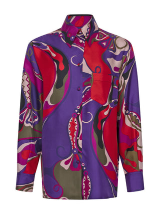 Seidenbluse mit organischem Muster