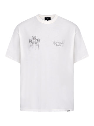 Hand Drawn Thoroughbred Dogs T-Shirt in Weiß