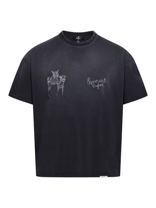 Hand Drawn Thoroughbred Dogs T-Shirt in Grau
