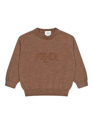 Strickpullover mit Logo-Stickerei - Braun