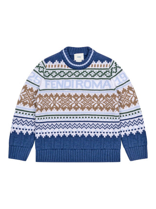 Norwegischer Strickpullover mit FF-Logo - Blau