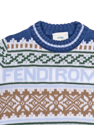Norwegischer Strickpullover mit FF-Logo - Blau