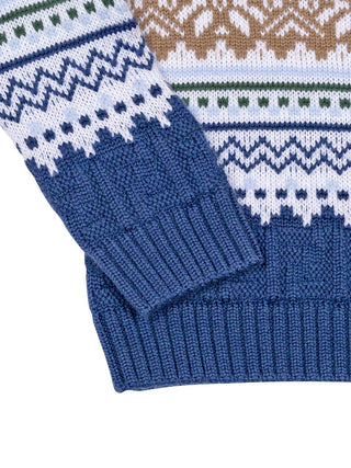 Norwegischer Strickpullover mit FF-Logo - Blau