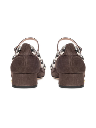 Nellcôte Mary-Jane-Pumps aus Crustleder in 30 mm