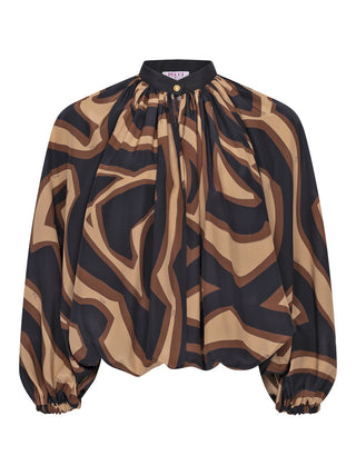 Voluminöse Bluse in Marmo-Muster