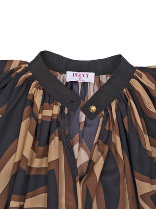 Voluminöse Bluse in Marmo-Muster