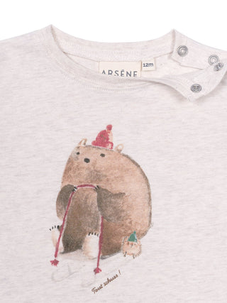 T-Shirt Winter-Motiv - Creme