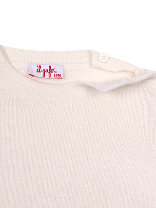 Strickpullover Reh aus Merinowolle - Creme