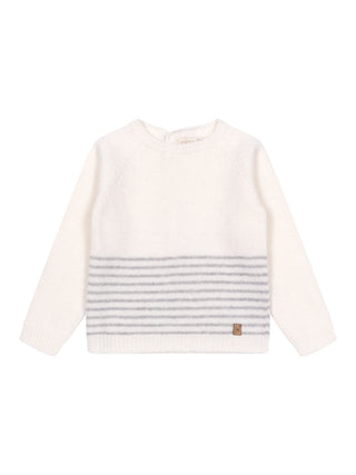Strickpullover mit Streifen - Creme