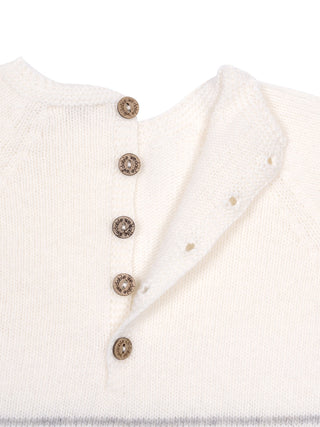 Strickpullover mit Streifen - Creme
