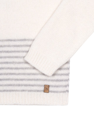Strickpullover mit Streifen - Creme