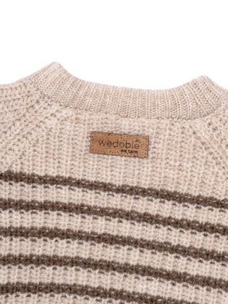 Gestreifter Strickpullover aus Merinowolle - Beige/Braun