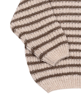 Gestreifter Strickpullover aus Merinowolle - Beige/Braun