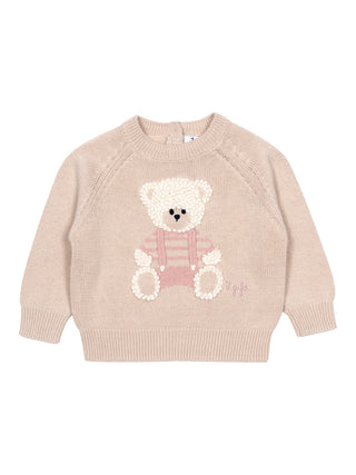 Strickpullover mit Teddy-Motiv - Beige