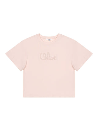 T-Shirt mit gesticktem Logo - Rosa