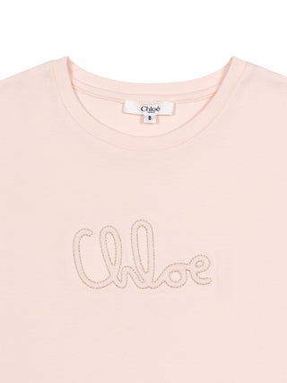 T-Shirt mit gesticktem Logo - Rosa