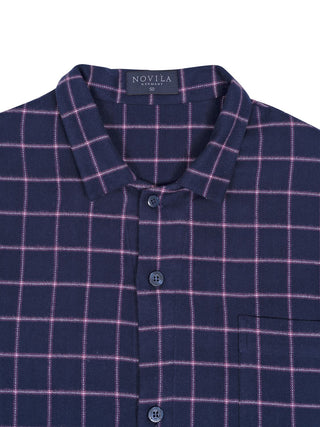 Pyjama Max in Marine Gemustert