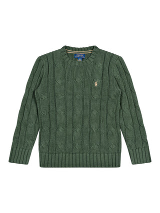 Pullover im Zopfstrick-Design - Grün
