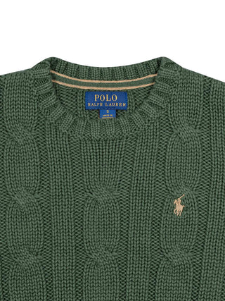 Pullover im Zopfstrick-Design - Grün