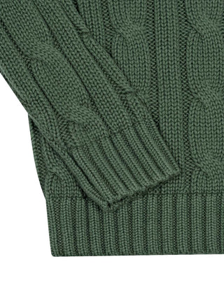 Pullover im Zopfstrick-Design - Grün