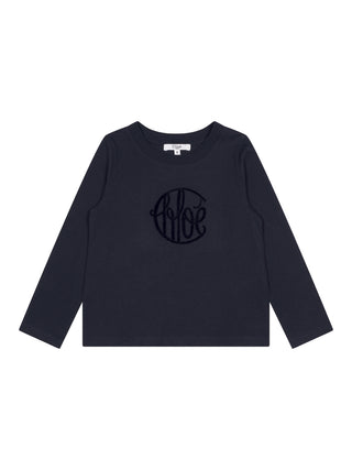 Langarm T-Shirt mit Logo - Marine