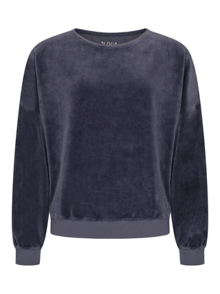 Samtpullover in Grau-Blau