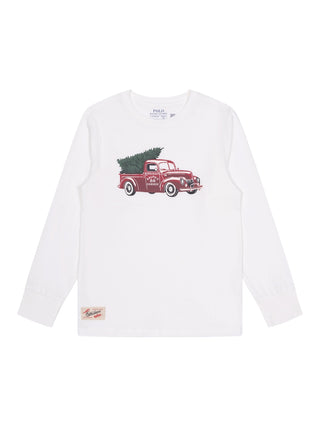 Langarm-T-Shirt mit Print - Offwhite