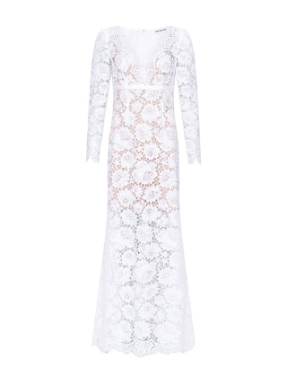 Weißes Maxikleid aus floraler Spitze