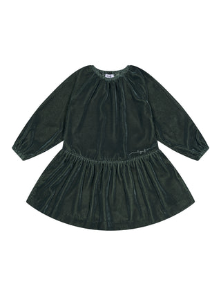 Samtkleid mit Raffung - Grün